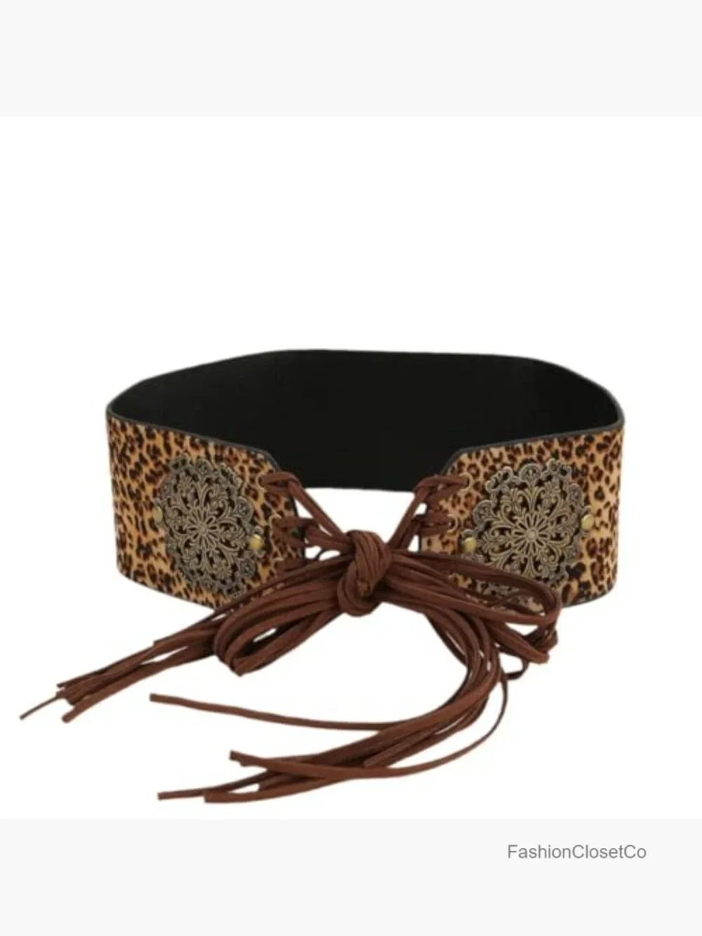 Women's Vintage Disc Renaissance Corset Belt Western Wide Waist Belt with Tassel